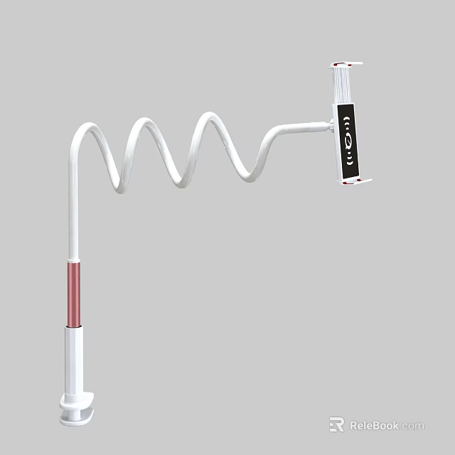 White Curved Spiral Stand With Red Base And Black Display For Daily Living Use 3d model 