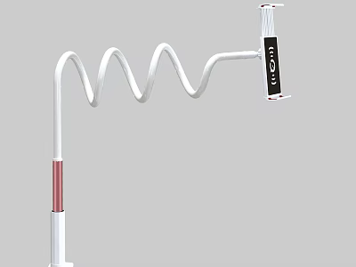 White Curved Spiral Stand With Red Base And Black Display For Daily Living Use 3d model