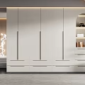 Modern Sleek Wardrobe With Built In Drawers Ample Storage And Soft Lighting Features 3d model