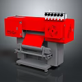 Red Industrial Processing Equipment With Roller Mechanism Control Panel And Base Structure 3d model