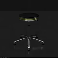 Height Adjustable Bar Stool With Padded Seat Metal Frame And Round Base 3d model