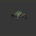 Vibrant Green Metallic Beetle With Striped Carapace On Dark Background Detailed Closeup