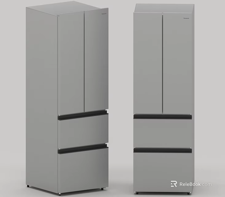 Silver Daily Electrical Appliances Refrigerators With Multiple Drawers And Doors 3d model 