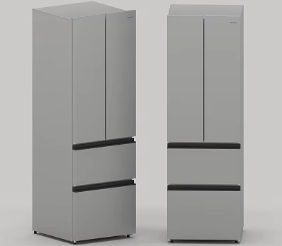 Silver Daily Electrical Appliances Refrigerators With Multiple Drawers And Doors 3d model