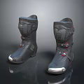 Black Motorcycle Boots With Protective Design Metallic Toe Caps Red Accents And Modern Styling
