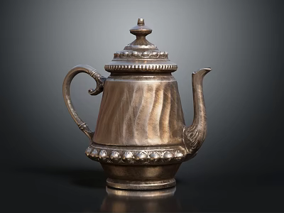Vintage Silver Teapot With Decorative Engraved Patterns And Ornate Lid And Base 3d model
