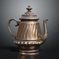 Vintage Silver Teapot With Decorative Engraved Patterns And Ornate Lid And Base
