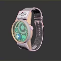 Stylish Wristwatch With Gray Leather Strap And Golden Round Dial Design