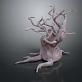 Wooden Stone Decorative Sculpture With Natural Twisted Branches And Root Design 3d model