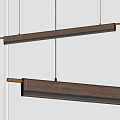Modern Linear Pendant Light With Walnut Wood And Brass Metal Design Elements