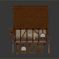 Fairy Tale Style Wooden House With Red Roof Balcony And Arched Windows