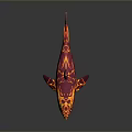 Vibrant Red And Yellow Shark With Cracked Pattern 3D Model On Dark Background