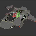 Futuristic Sci Fi Vehicle 3D Model With Geometric Panels Gray Body And Orange Accents
