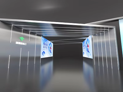 Modern Event Entrance Design Featuring Digital Screens LED Lights And Brand Logos 3d model