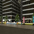 Modern Urban Photo Spot With High Rise Buildings Circular Sign And Street Lights