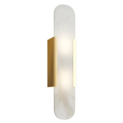 Modern Gold Metal Wall Sconce With Marble Panel And LED Lighting 3d model