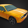 Yellow Muscle Car With White Racing Stripes Black Alloy Wheels Classic Design