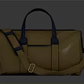 Versatile Stylish Brown Handbag With Blue Handles And Adjustable Shoulder Strap