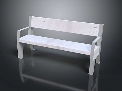 Outdoor Bench With White Marble Texture And Metal Frame Modern Design Outdoor Furniture 3d model