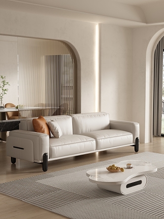 modern double sofa cream 3d model