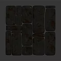 Natural Dark Textured Stone Tiles Floor with Interlocking Pattern Design