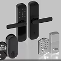 Smart Door Handle With Keypad Black And Silver Modern Design Options 3d model