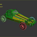 Yellow Striped Off Road Buggy With Open Top Design And Large Tires