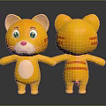 Cute Yellow Cat Dolls With Orange Stripes Front And Back Views 3d model