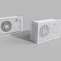 Two Modern White Air Conditioner Fans With Perforated Casing Design 3d model