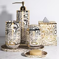 Stylish Bathroom Toiletries Set With Patterned Dispensers Soap Dishes Tissue Boxes