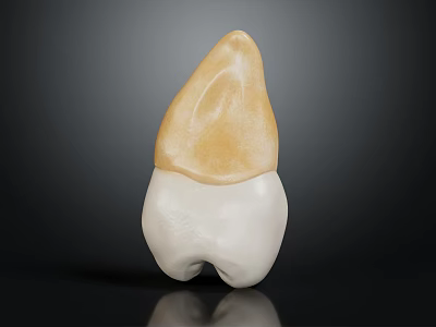Anatomical Human Tooth Structure Featuring White Base And Yellow Ceramic Crown Part 3d model