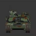 Detailed Modern Military Tank With Camouflage Paint Tracks Turret And Cannon