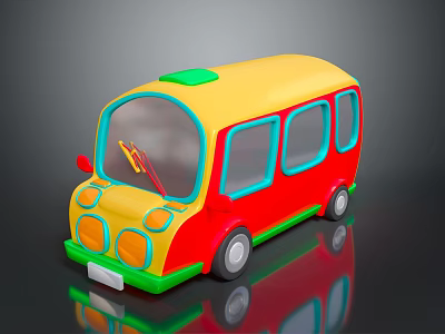 Colorful Cartoon Toy Car With Yellow Red Green Design And Playful Appearance 3d model