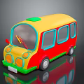 Colorful Cartoon Toy Car With Yellow Red Green Design And Playful Appearance