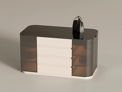 Modern Jewelry Cabinet With Transparent Panels And White Drawers For Storage 3d model