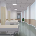Modern Hospital Nurse Station with Nurses Working at Reception Desk Computer Clock and Plants