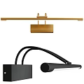 Modern Gold And Black Wall Sconces With Rectangular Shade And Curved Arm 3d model