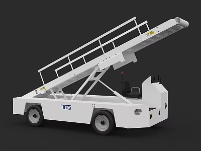 White Mobile TLD Utility Vehicle Featuring Extendable Staircase Ramp And Cockpit Design 3d model