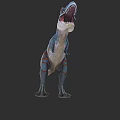 Life like Reptile Dinosaur Sculpture With Open Mouth And Striped Body In Standing Posture