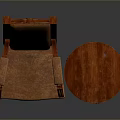 Brown Upholstered Armchair With Wooden Frame And Small Round Table