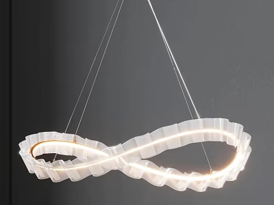 Modern Elegant Infinity Shaped Chandelier with Pleated White Design and Illuminated Glow 3d model