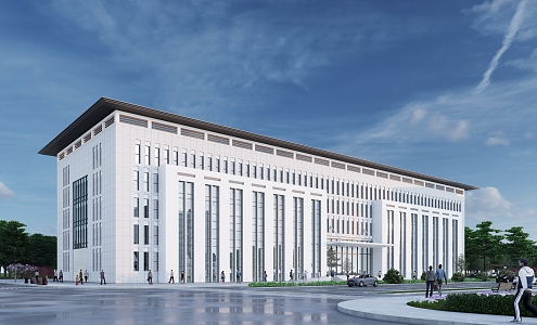 Modern style office building administrative complex building 3d model