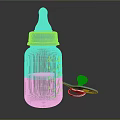 Transparent Baby Bottle With Blue Cap Measurement Scale And Silicone Nipple