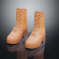 Brown High Top Boots with Lace Up Design Thick Durable Soles Casual Outdoor Workwear Style