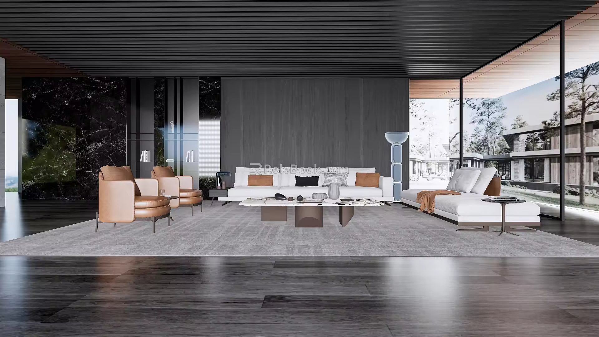 Modern Living Room Minoti Sofa Coffee Table Single Sofa Bedbed Combination Sofa 3d model