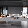 Modern Living Room Minoti Sofa Coffee Table Single Sofa Bedbed Combination Sofa 3d model