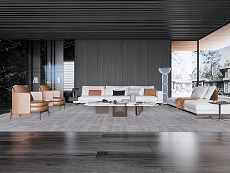 Modern Living Room Minoti Sofa Coffee Table Single Sofa Bedbed Combination Sofa 3d model