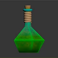 Green Geometric Shaped Bottle With Cork Stopper And Brown Rope Detail