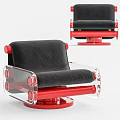 Modern Leisure Chair With Black Cushion Transparent Acrylic Armrests And Red Base