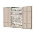 Modern Minimalist Wardrobe With Rattan Doors Hanging Space And Storage Shelves